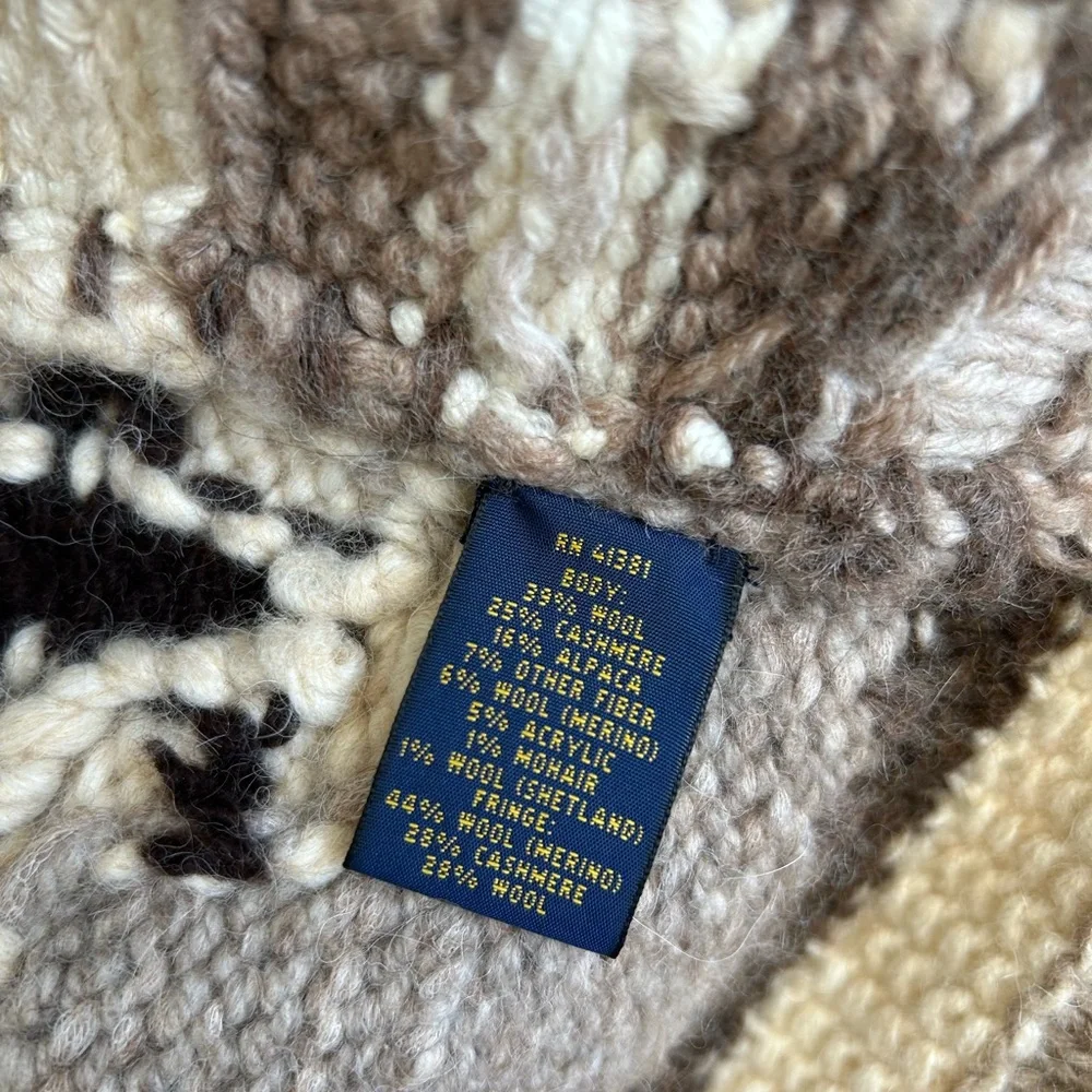 NWT Polo Ralph Lauren Aztec Southwestern Sweater with Fringe - Picture 4 of 6